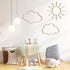 4 Pieces Boho Nursery Cloud Star Wall Decor Wooden Babyroom Moon Rattan Wall Decor Wooden Rainbow for Children Baby