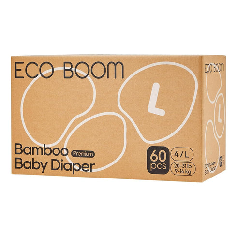 ECO BOOM Diapers, Bamboo Viscose Disposable Nappies for Infant, Size 4, 20 to 31lb (Large - 60 Count)