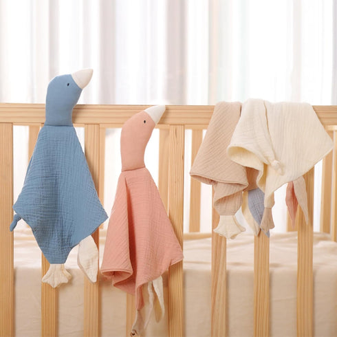 insular Baby Lovey Blanket, Muslin Cotton Security Blanket, Soft Breathable for Newborn and Infant, Khaki Goose