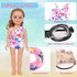 Doll Swimsuit Set for 18-Inch Doll, 7 Pcs Swimming Accessories, Bathing Suit, Goggles, Flip-Flops, Swim Ring