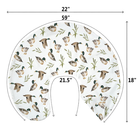 Mallard Duck Hunting Baby Nursing Pillow Covers for Boy Girl Wild Ducks Leaves Nursing Pillowcase for Breastfeeding