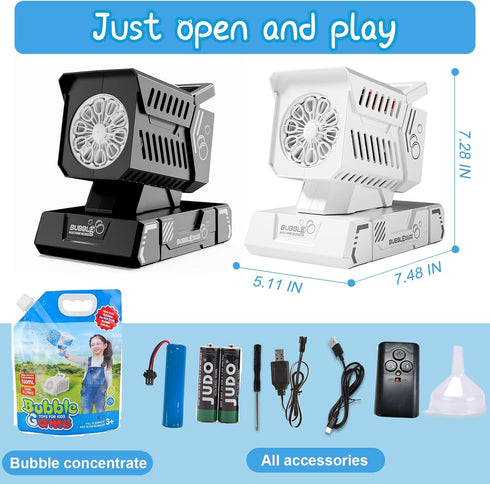 Control,1800mAh 100 11 SHCKE Bubble Machine Remote Rechargeable Battery Mins/USB-C Charging,Auto Rotation & RGB