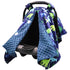 TANOFAR Car Seat Cover Baby, Peekaboo Opening Infant Car Seat Cover for Winter, Warm & Cozy Blue Dinosaur