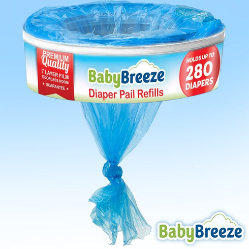 1120 Count (4-Pack) BabyBreeze Diaper Pail Refill Bags Compatible with Playtex Diaper Genie Pails Odor Absorbing Diaper