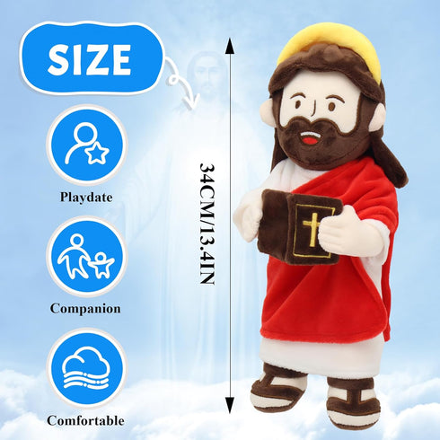 20 20 Songs,13.4" Yelakey Jesus Plush Talking Doll with Halo,Speak Bible Verses & Interactive Hymn Stuffed Plushie