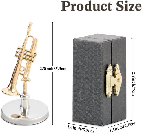 1.8in EASTROCK Mini Trumpet Model - Trumpet Ornament Replica for Home Decoration and Musical Gift