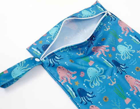 CoolaPeach 2 Pcs Wet Bags Waterproof Reusable Zippered Pocket Cloth Diaper Bag for Travel Beach Pool Swim, Baby