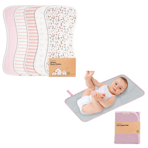 Organic Burp Cloths for Baby Boys and Girls and Portable Diaper Changing