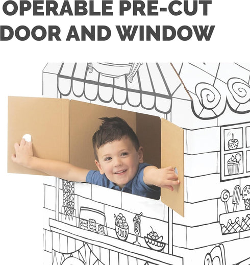Bankers Box at Play Color in Treats N' Eats Playhouse, Cardboard Playhouse and Life Size Craft Activity for Kids and