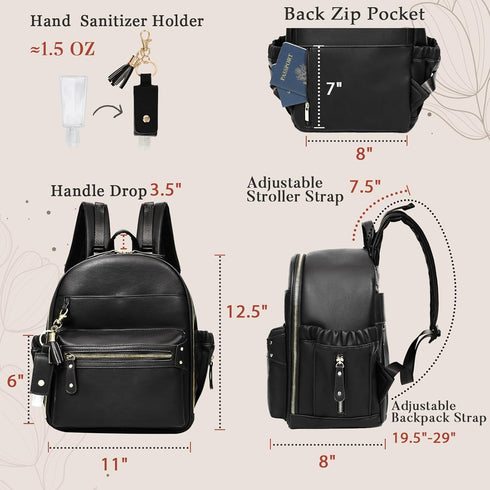 Backpack Backpack 11 2 miss fong Small Diaper Bag Mini Diaper Bag Mini with Pockets Baby Diaper Bag with Hand Sanitizer