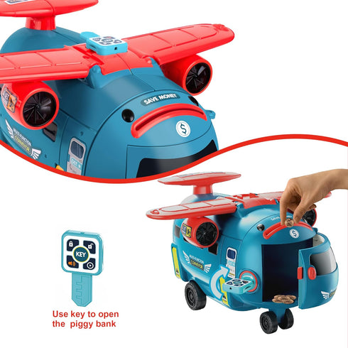 Dwi Dowellin Airplane Car Toy, Steering Wheel Toys for 3-6 Year Olds with Sound and Light, Educational Gift, Blue