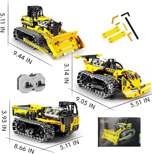 3 1 Bulldozer Set 6-14 Sets Girls-452 OKKIDY in Kids Remote STEM Technology Building Blocks Toys APP Remote