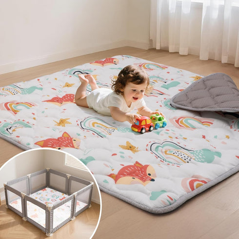 Baby Play Mat for Floor,50x50 Inch Soft Padding Crawling Mat for Playpen,