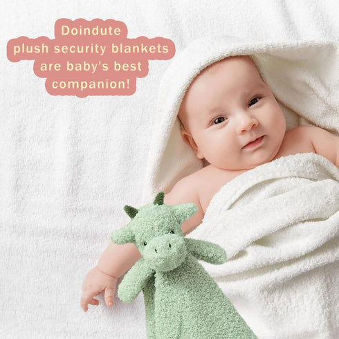Baby Green Dragon Soft Stuffed Animal Security Blanket, Plush Dinosaur Lovey Blanket, Cuddly Newborn Gift for Boys and