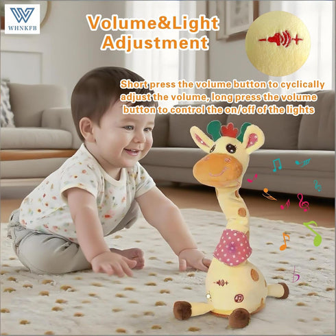 WHNKFB 6-12 1-3 Dancing Giraffe Plush Baby Toy Months - Talking Giraffe Stuffed Animal Singing Songs & Repeat What You
