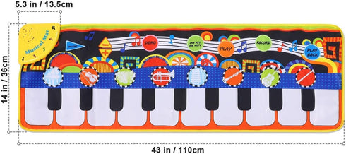 25 1 2 3+ Cyiecw Piano Mat, Toddler Toys Musical Mat with Music Sounds Floor Piano Keyboard Mat Carpet Touch Playmat