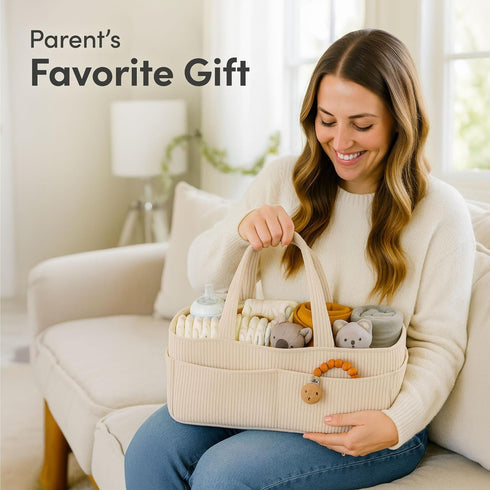 Diaper Caddy Organizer for Changing Table, Baby Organizers And Storage, Storage Basket for Wipes, Gift for Baby Shower
