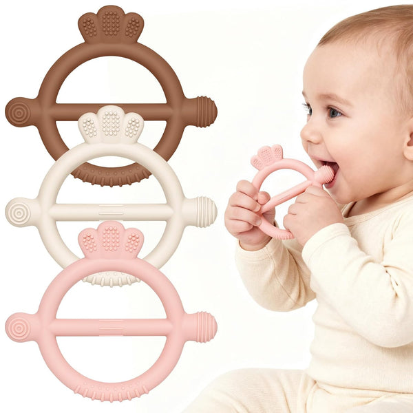 SHARE&CARE Easter Day Gifts 3 Pack BPA Free Silicone Baby Teething Rings,