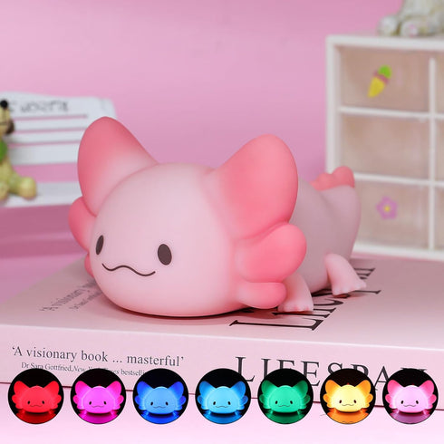 7 Dimmable Tremdwoto Axolotl Night Light, Colors Changing Cute Night Light for Kids with & Timer,Lovely Rechargeable
