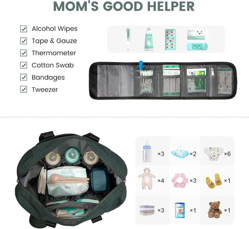 Spacious LOVEVOOK Waterproof Diaper Bag Tote with Changing Pad - Ideal for Travel