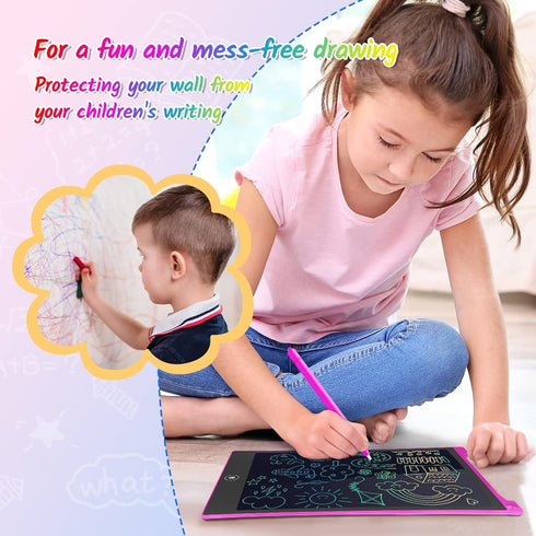 TECJOE 2 Pack LCD Writing Tablet - 10 Inch Colorful Doodle Board Drawing Tablet for Kids, Travel Learning Toys