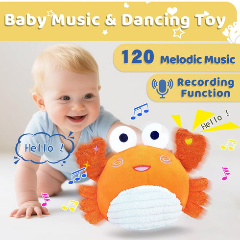 6-18 120+ Tummy 6-18 RedCrab Crawling Crab Baby Toy for Months with Songs & Recording Feature,Musical Dancing Walking