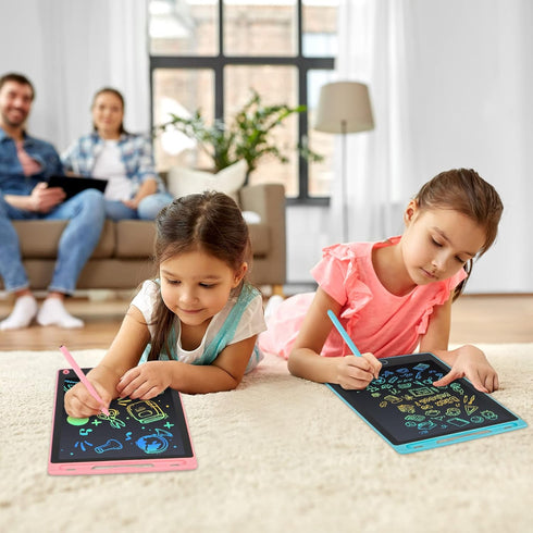 2 Packs LCD Writing Tablet, 8.5 Inch Colorful Doodle Pads for Kids 3-6 Years, Educational Travel Game Toys, Pink+Blue