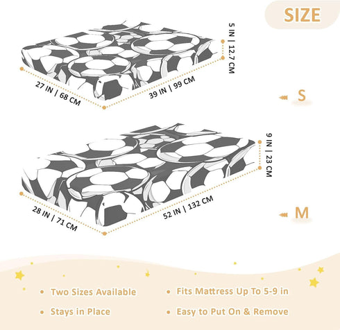 Bseiialft 52 28 White Black Soccer Balls Crib Sheets for Boys Girls Soft and Breathable Cotton Baby Sheets for Standard