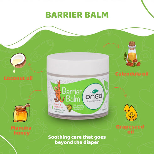ONEA Baby Barrier Balm - Gentle Diaper Rash Cream with Grapeseed, Coconut and Jojoba oil - Soothing Diaper Cream