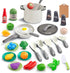 35Pcs Kids Kitchen Toy Accessories, Toddler Pretend Cooking Playset with Pots, Pans, Utensils, and Toy Food (White)