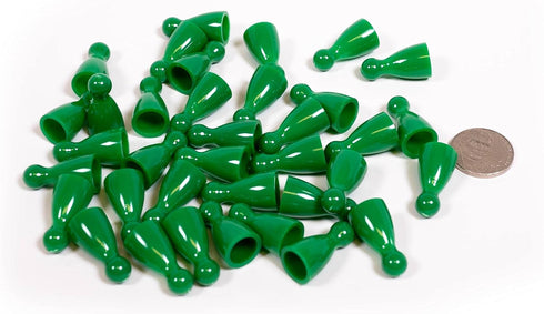 Set of 36 Green Plastic Pawns for Board Games (Chess & Sorry Replacement Halma Markers, Arts & Crafts Supplies)