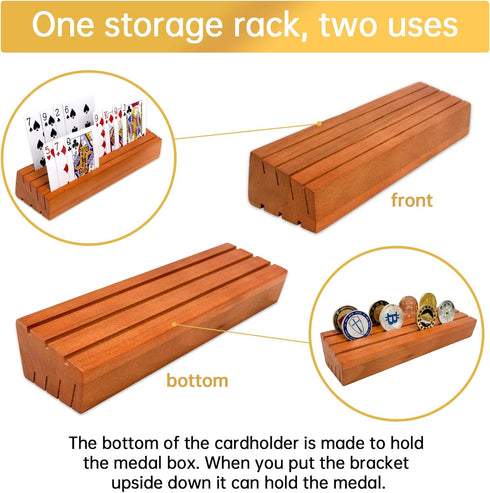 Card Deck Stand Set of 2 | Playing Cards Holder for Kids & Adults, Wood Racks for Organizing Cards