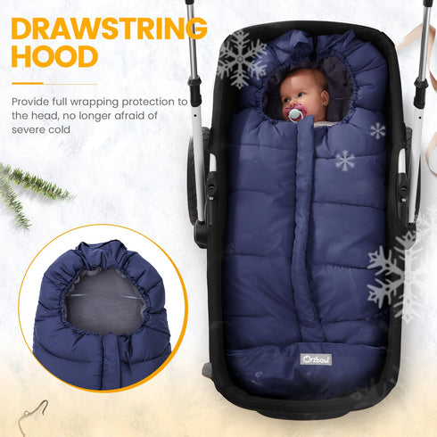 Orzbow Universal Footmuff for Stroller, Winter Warm Baby Bunting Bag, Waterproof Windproof Warm Polar Fleece Lined