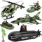 deAO Submarine Toy Army Men Action Figures with Military Vehicles - Helicopter,