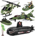deAO Submarine Toy Army Men Action Figures with Military Vehicles - Helicopter,