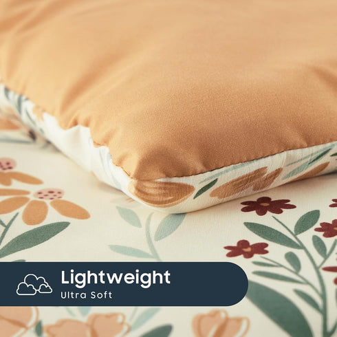 Set 4 Set Wake In Cloud - Floral Toddler Bedding for Girls, Cute Colorful Botanical Flowers, Pieces Soft Crib Bed