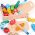 Dailyfunn Wooden Pretend Play Foods Set for Kids Kitchen Montessori Cutting Playset