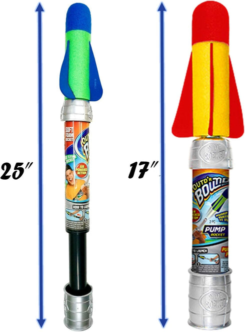 JA-RU Large Air Powered Rocket Launcher Pump Toy with Soft Foam Rockets, Outdoor Games for Kids
