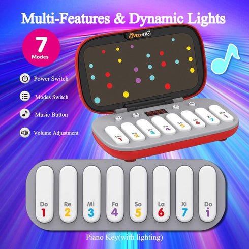 LYRZMY 3 4 5 6 Kids Mini Piano Toy, BPA-Free Light Up Keyboard, Portable Travel Learning Toys for Toddlers, Music