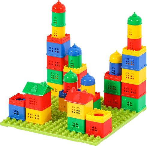 Toddler Building Blocks for Kids Ages 4-8, Toddler Blocks Stacking Toys, Fun House Big Blocks Building Sets with 10” x 10” Baseplate, Educational Daycare Toys