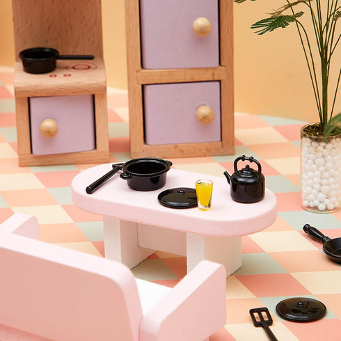 Sumind 20 Pcs Dollhouse Miniature Cooking Set, Pots and Pans 1/12 Scale Metal Stovetop Cookware for Dollhouse Decoration
