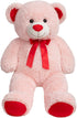 Giant Teddy Bear Stuffed Animal Plush with Red Ribbon Bow, 36 inch Pink Valentine's Day Gift for Kids and Girlfriend