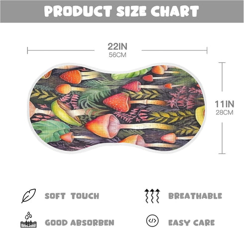 Bulletgxll Set 4, Watercolor Mushrooms Unisex Baby Burp Cloths of Soft Absorbent Organic Cotton Muslin Burping Cloths