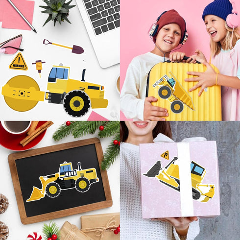 OTAITY 24 Sheets Make Your Own Construction Vehicle Stickers for Kids Boys, Make-a-Face Engineering Vehicles Fire