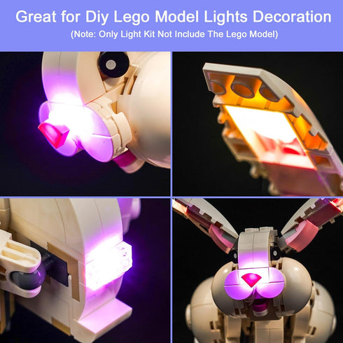 Upgraded LED Light Kit for LEGO 3 in 1 White Rabbit Animal Building Set, Compatible with LEGO 31133 (Model Not Included)
