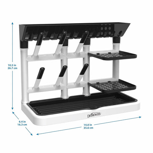 Countertop Dr. Brown's Baby Bottle Drying Tower, Stand-Up Drying Rack with Organized Storage for Baby Essentials, Space