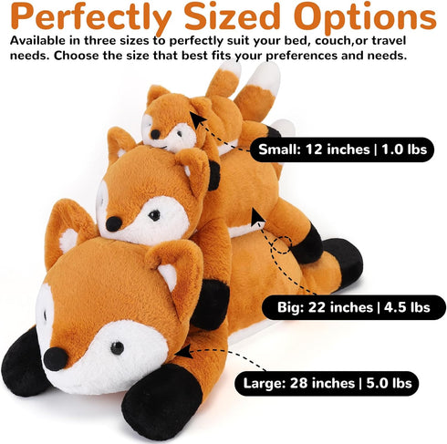 22 Inch 4.5 gnomantic Fox Weighted Stuffed Animals - Pounds Weighted Plushies Fox - Big Plush Stuffed Animals Pillow