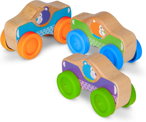 (3 Melissa & Doug First Play Wooden Animal Stacking Cars pcs)