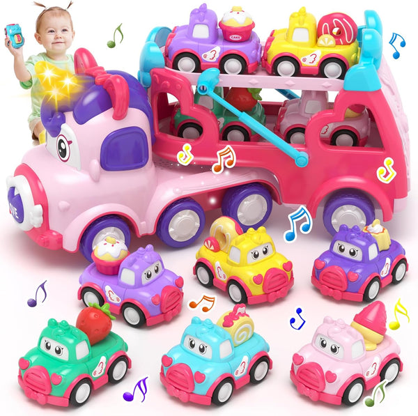 newcrave 7 in 1 Carrier Truck Toys for 1 2 3 Year