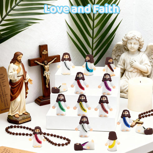 Babelshar 50 Pcs Little Jesus Figures, Action Figures Mini Jesus Love You Figurines in Bulk, Pocket Miniature